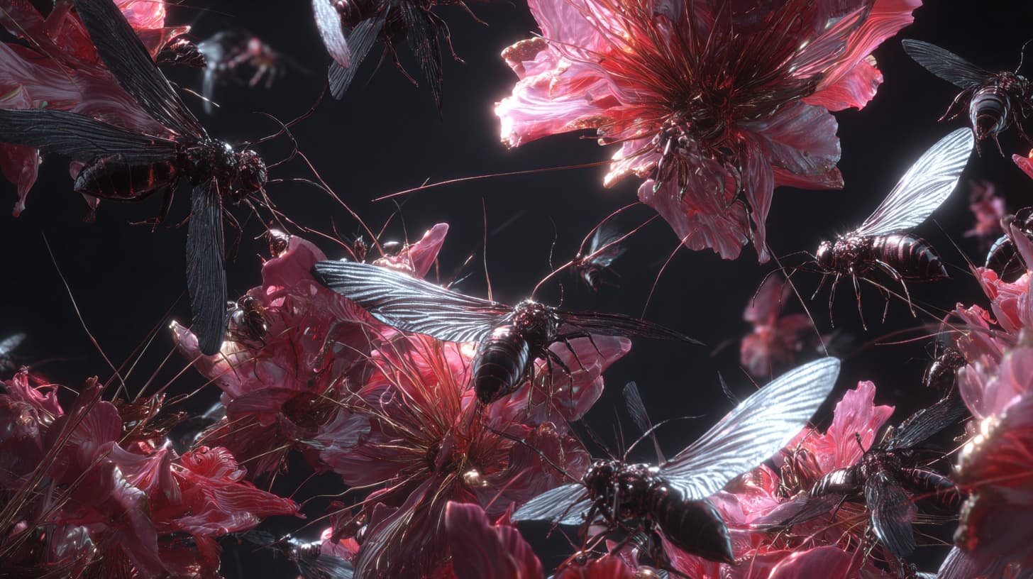 Agentische KI-Schwärme und Claude Code bei der Softwareentwicklung - futuristische Visualisierung von Multi-Agenten-Systemen