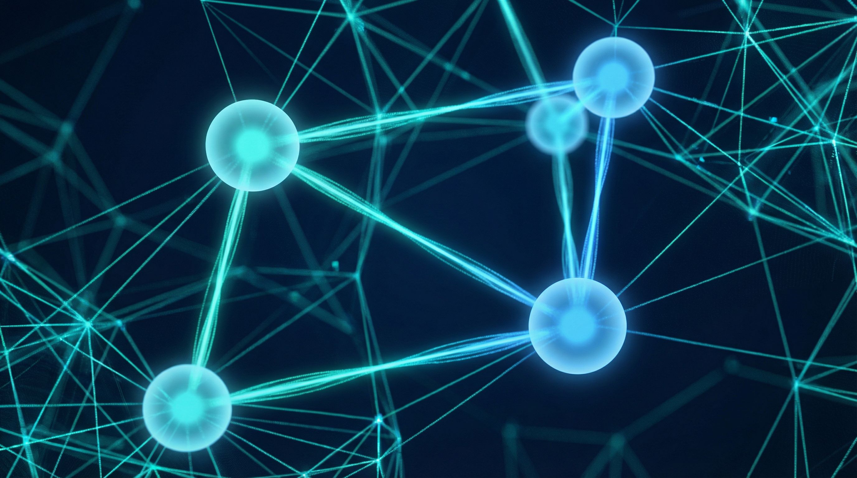 Abstract visualization of interconnected framework structures with glowing network nodes