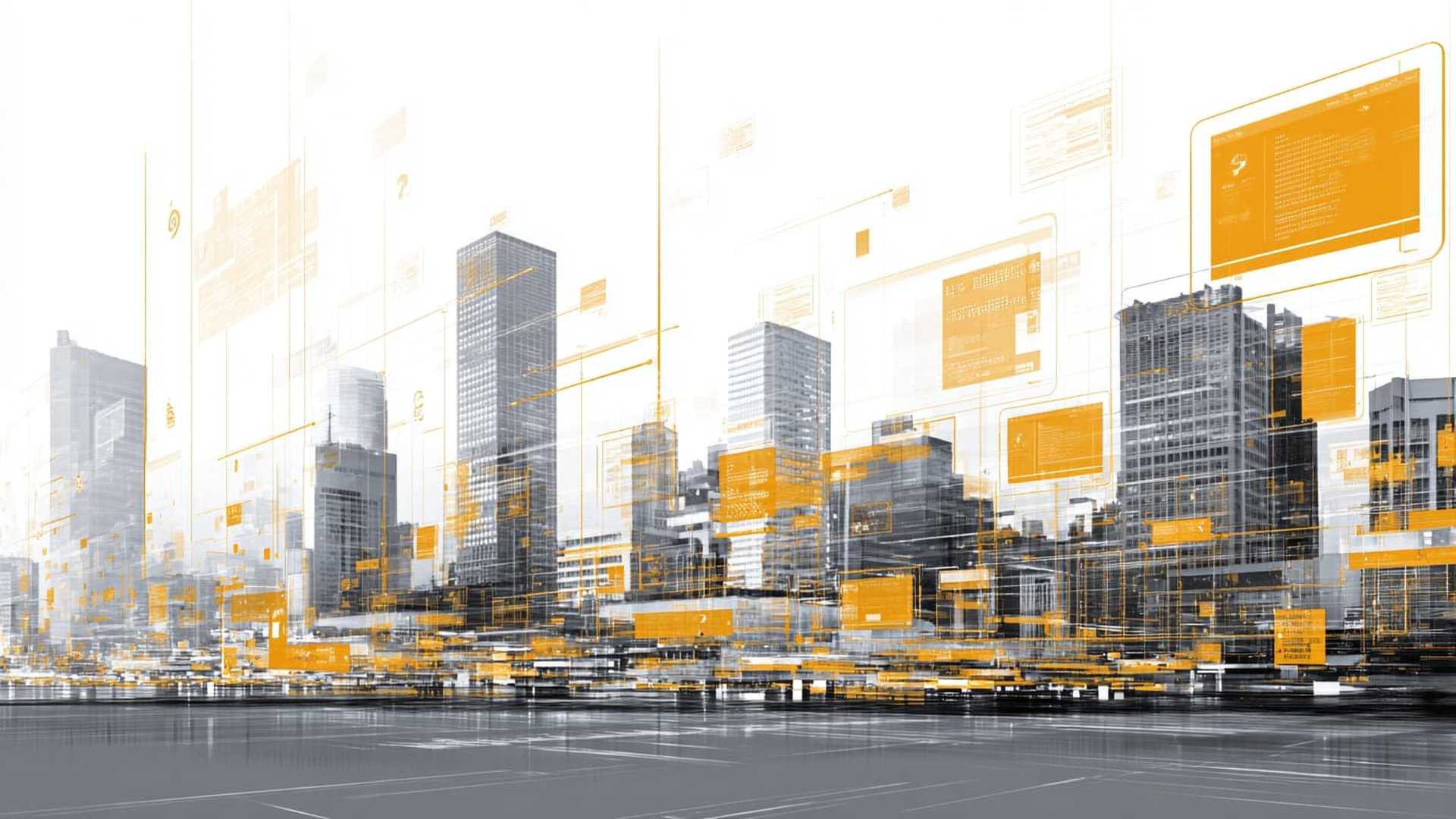 Visualization of a modern SAP Mako Cloud integration layer above a digital cityscape
